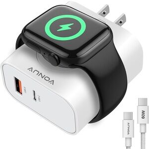 Black Smartwatch Charger with USB-C Adapter